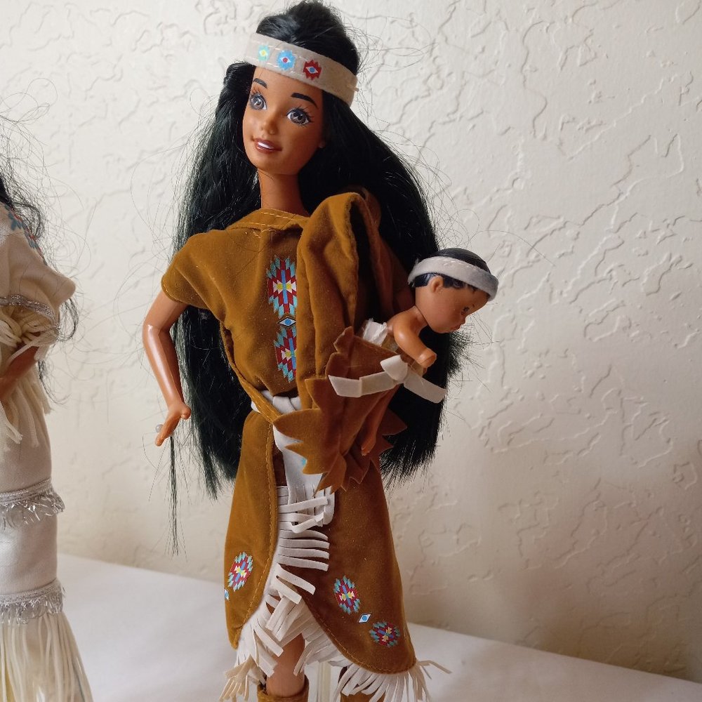 Native American Barbie Dolls Lot of 5 with stands - Picture 2 of 15